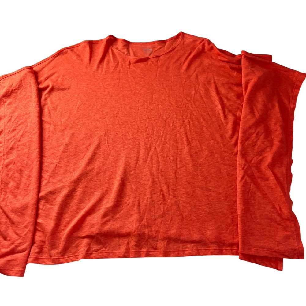 Majestic Paris Neiman Marcus Orange Linen Silk Long‎ Sleeve Top LG Boho layering